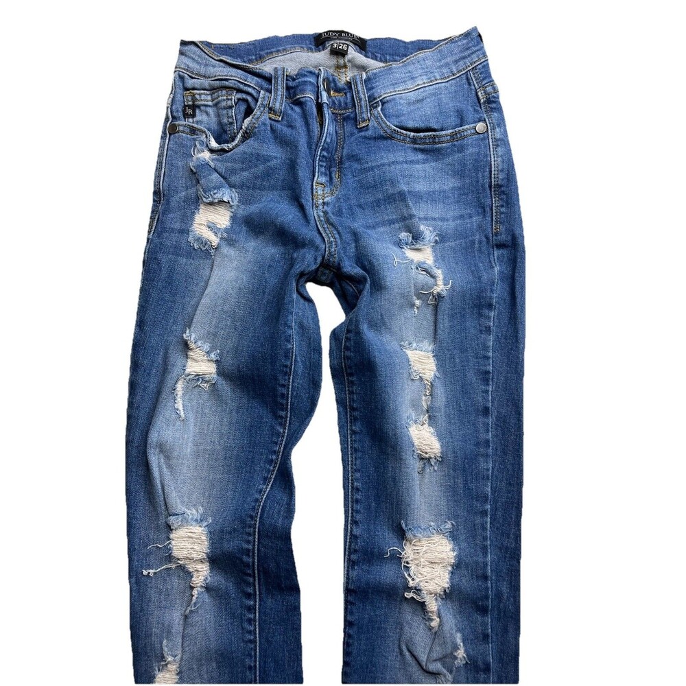 Judy Blue Jeans Womens 3/26 Skinny Fit Distressed Destroyed Denim JB8250MD